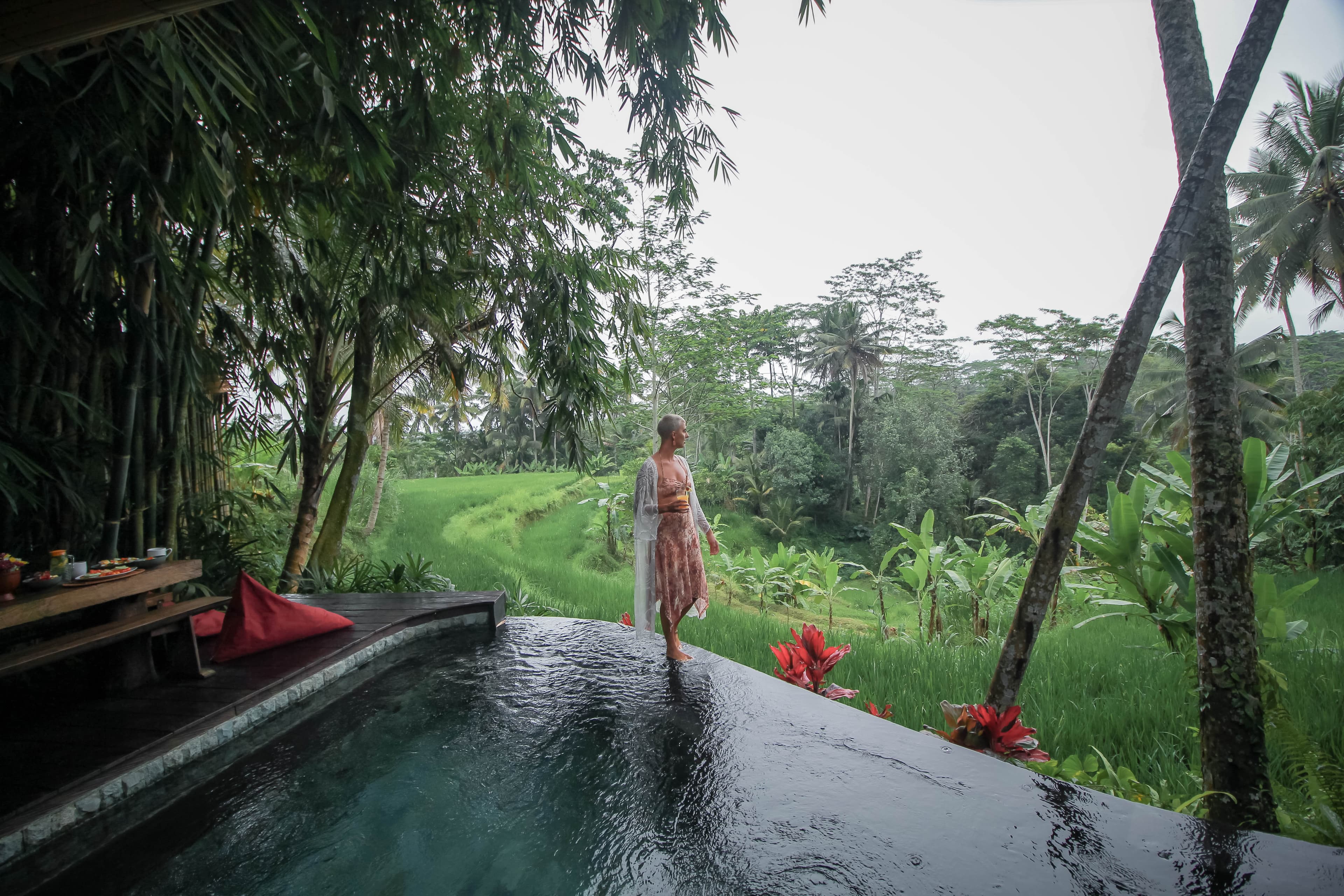 Surya at Masakali view walking on the pool